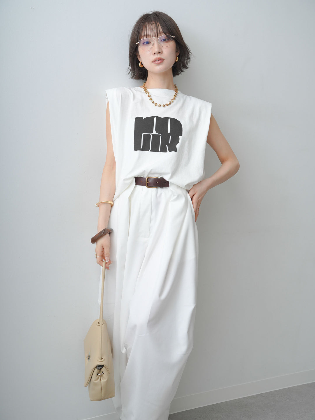 [SET]ヴィンテージロゴドロストTEE+ショルダータックノースリーブオーバーTEE(2set)