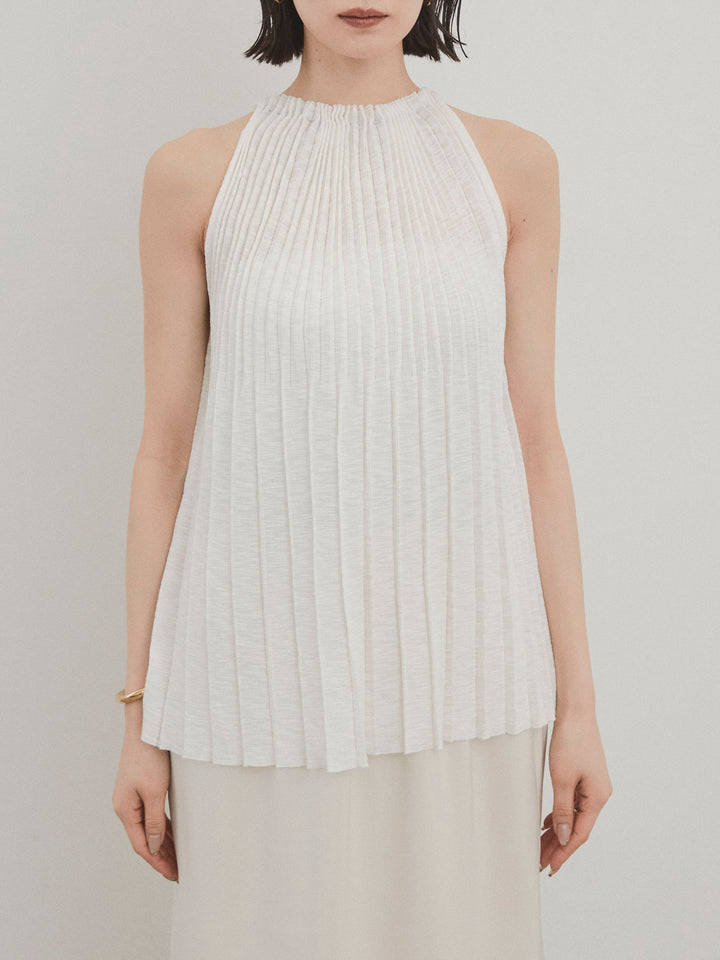 [予約]プリーツニットキャミソール/アイボリー
