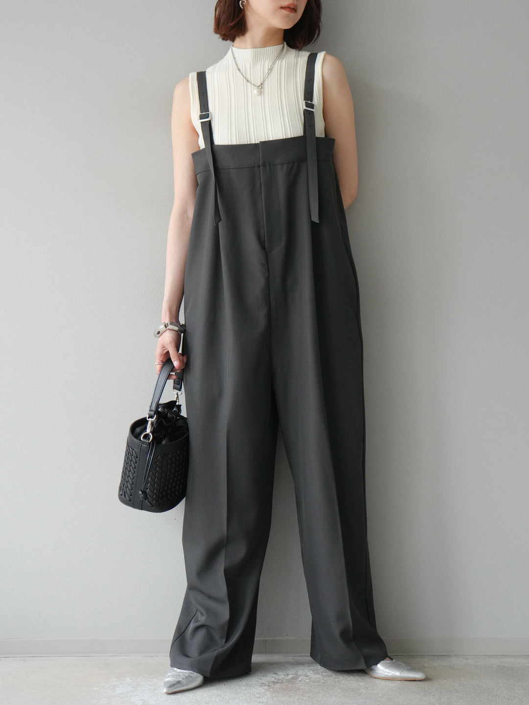 [予約]スリーブレスランダムリブニットトップス/アイボリー