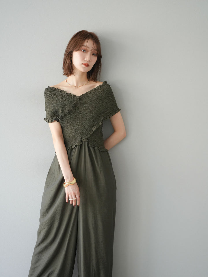 [SET]シャーリングクロスサロペット+シャーリングクロスサロペット(2set)