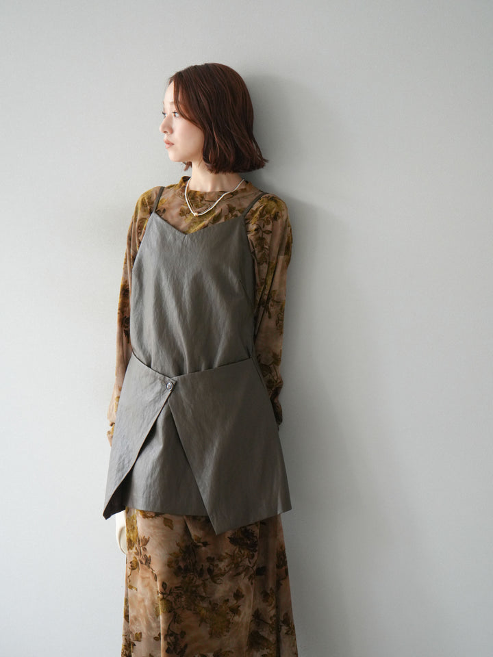 [予約]レイヤードレザーキャミソールチュニック/ブラウン