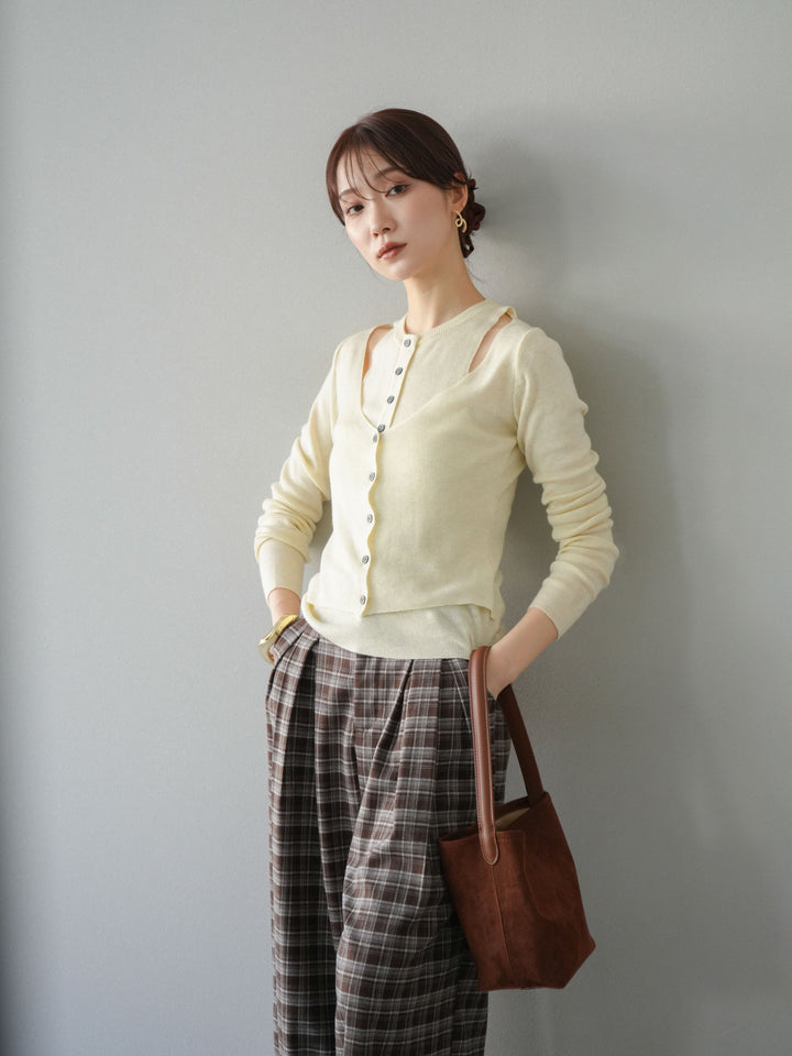 [予約]レイヤードデザインニットカーディガン/アイボリー