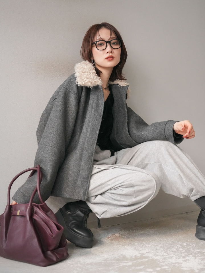 [予約]ロービングボアえりブルゾン/charcoal