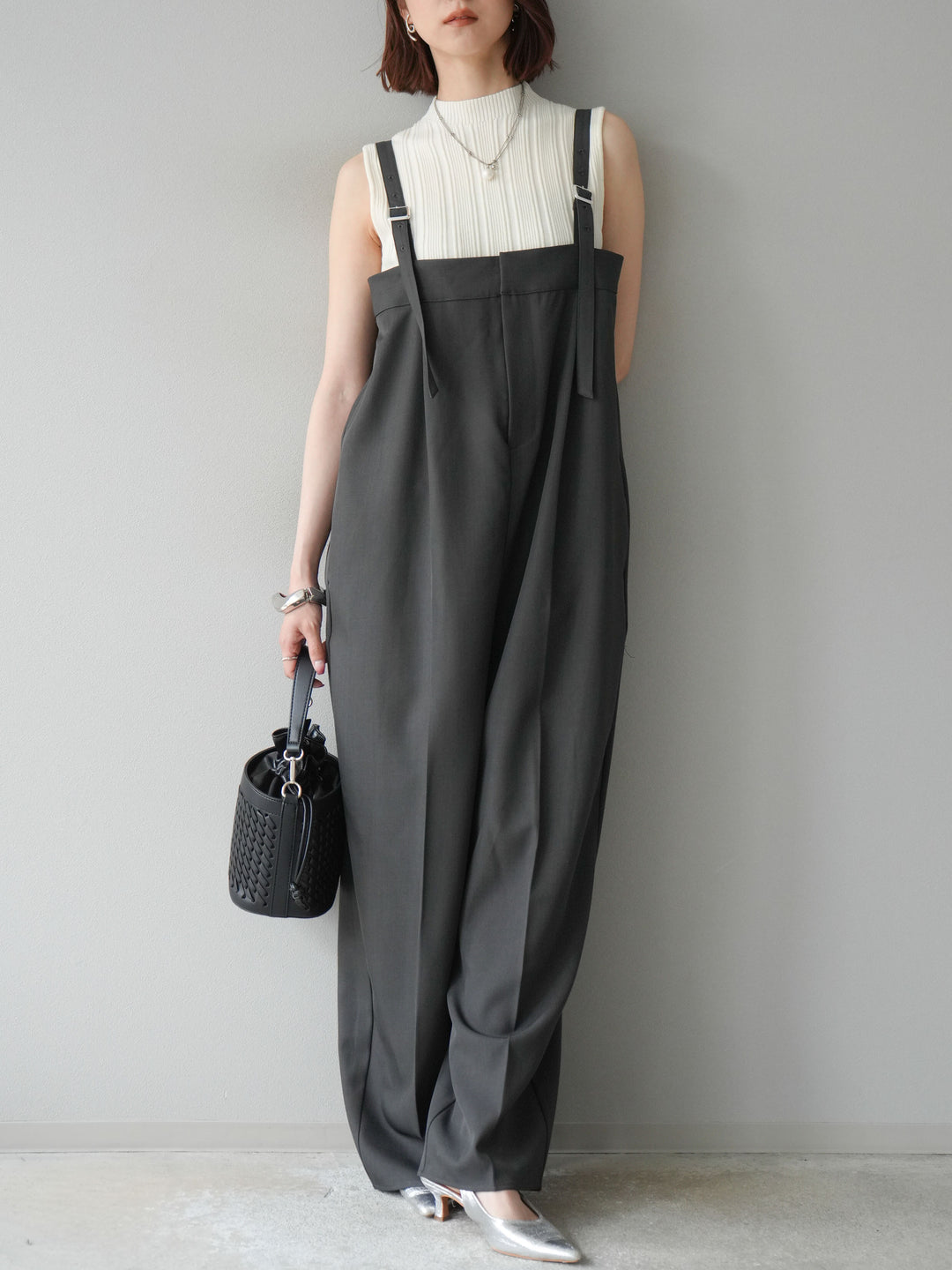 [予約]スリーブレスランダムリブニットトップス/アイボリー