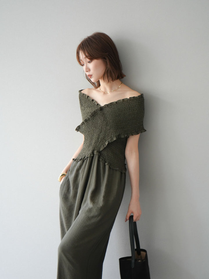 [SET]シャーリングクロスサロペット+シャーリングクロスサロペット(2set)