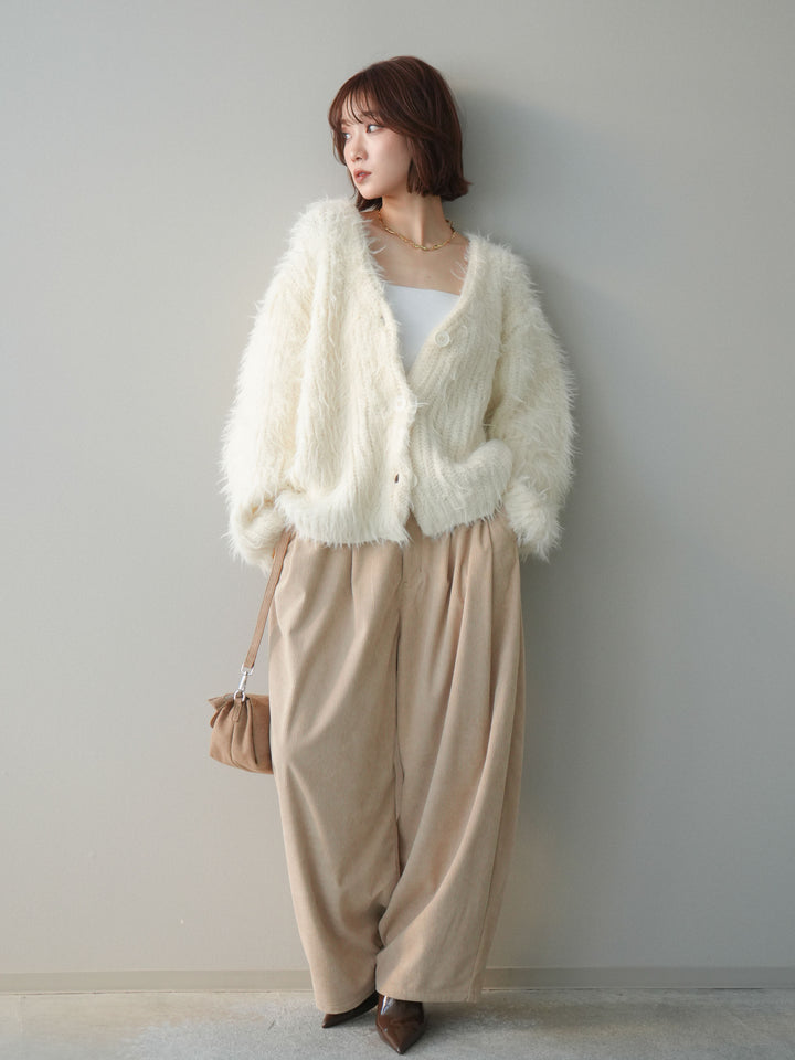 [予約]コーデュロイサイドタックコクーンパンツ/beige