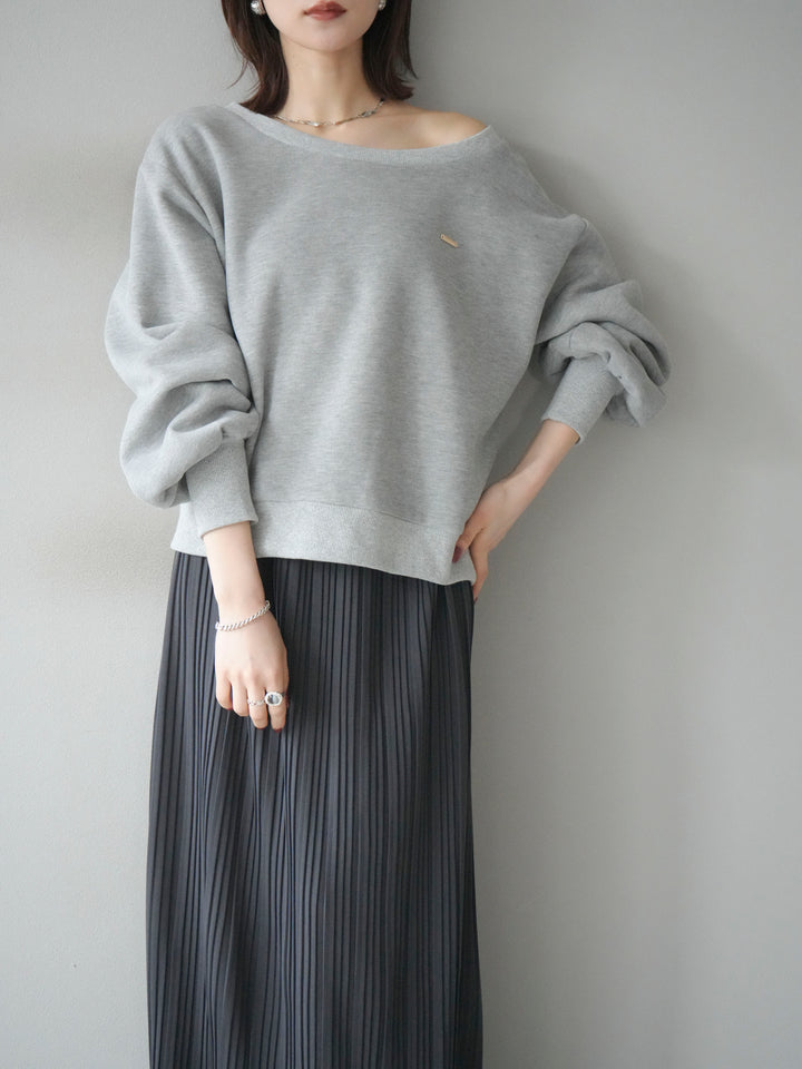 [予約]プレート付裏起毛ワンショルプルオーバー/mixgray