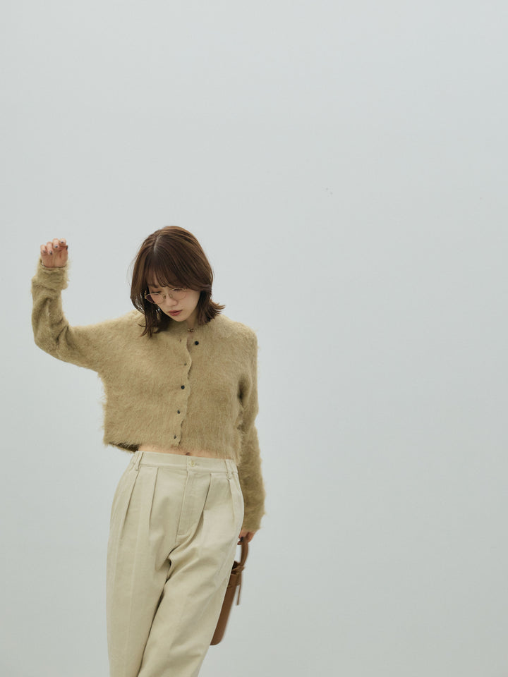 【Allure】[SET]モヘアタッチクロップドニットプルオーバー+モヘアタッチクロップドニットプルオーバー(2set)