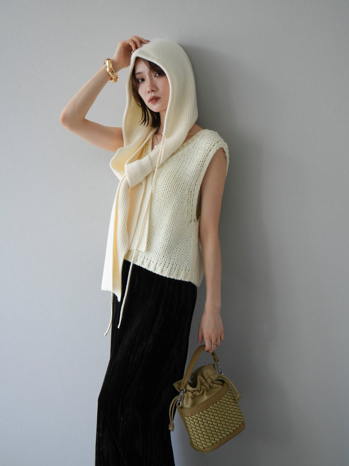 [予約]フードニットマフラー/アイボリー