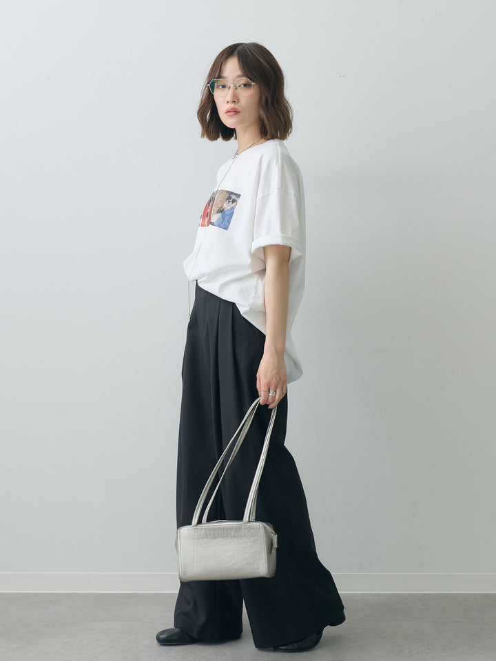 [SET]スリードッグフォトボックスTEE+アシンメトリーベルトタックワイドパンツ(2set)