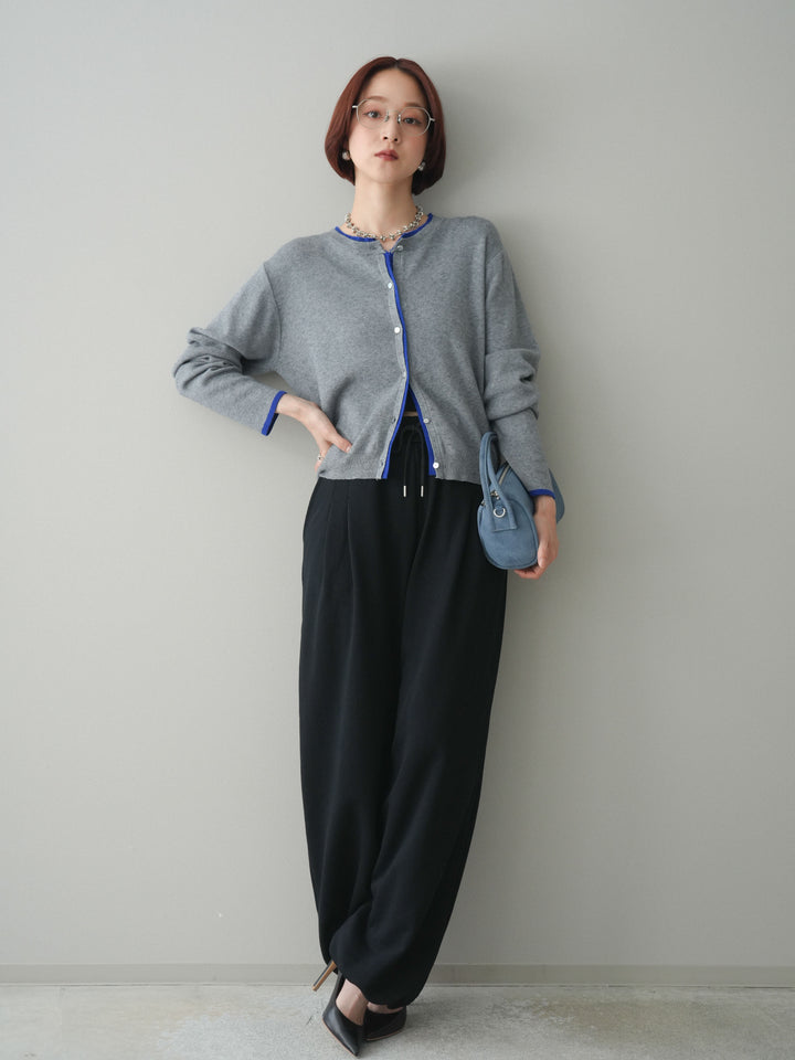 [予約]裾ドロストタックスウェットパンツ/black