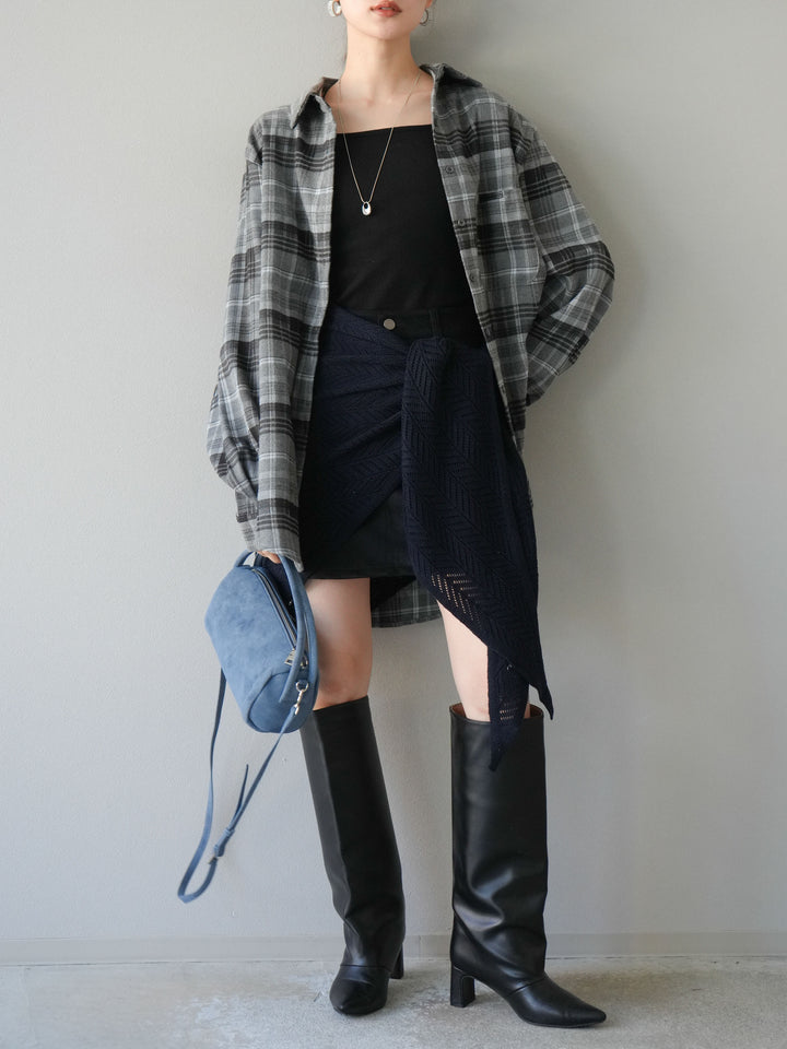 [予約]起毛チェックオーバーシャツ/グレー