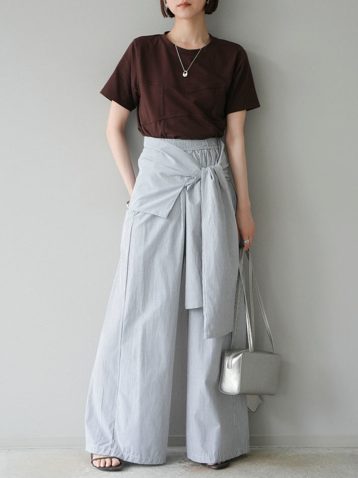 【預購】條紋休閒褲帶皮帶/黑條紋