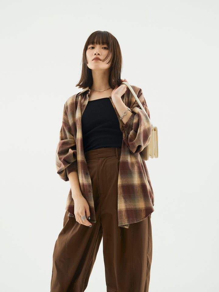 【Allure】[SET]オンブレチェックオーバーシャツ+オンブレチェックオーバーシャツ(2set)