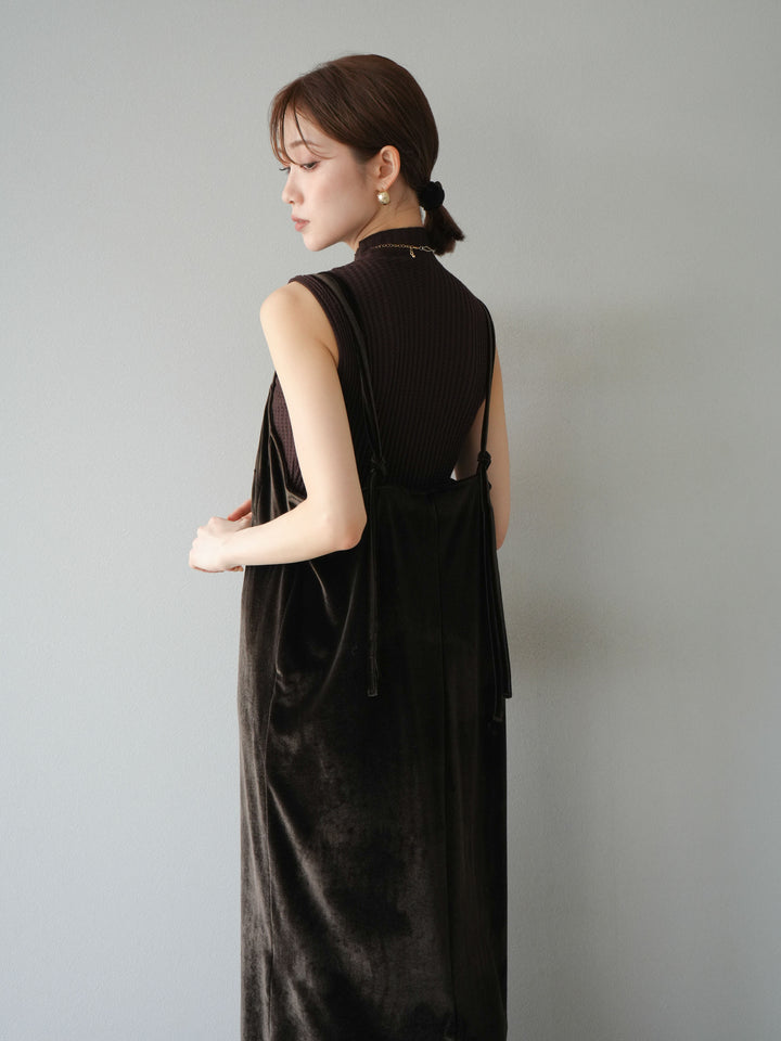 [予約]ベロアビスチェキャミワンピース/ブラウン