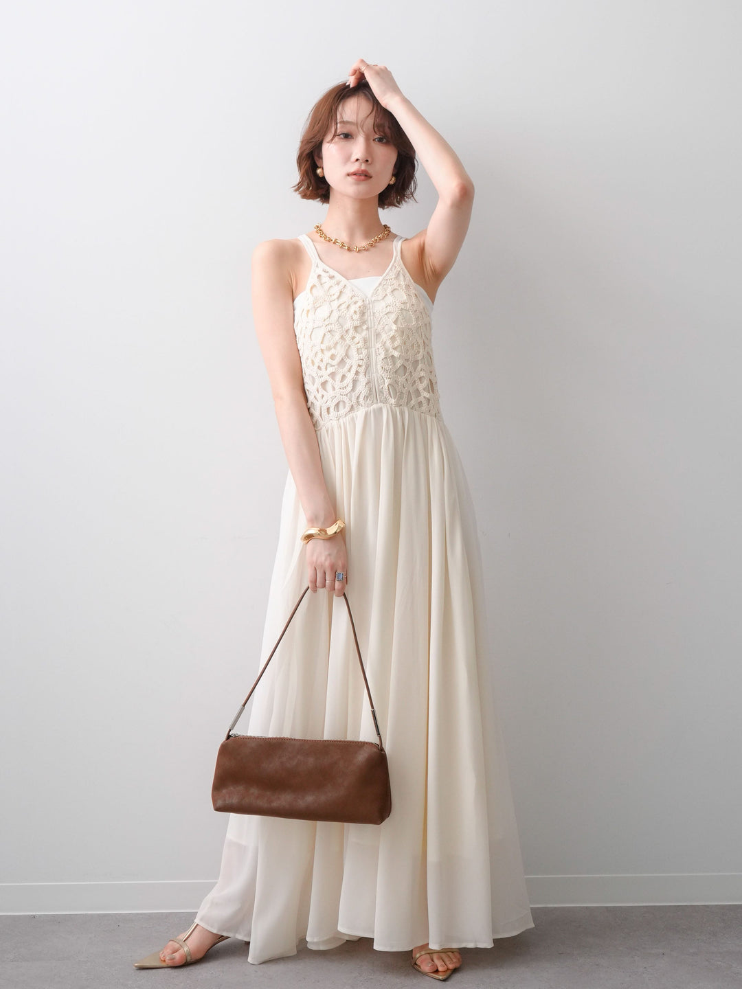 [予約]クロシェシフォンキャミワンピース/ivory
