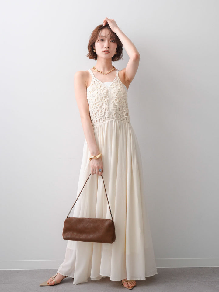 [予約]クロシェシフォンキャミワンピース/ivory