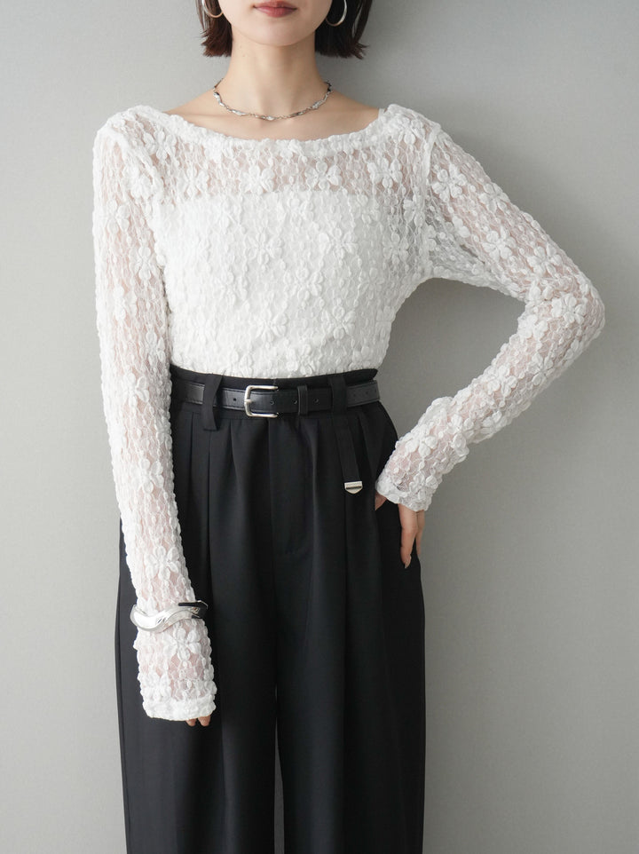 [SET]サイドギャザーレーストップス+サイドギャザーレーストップス(2set)