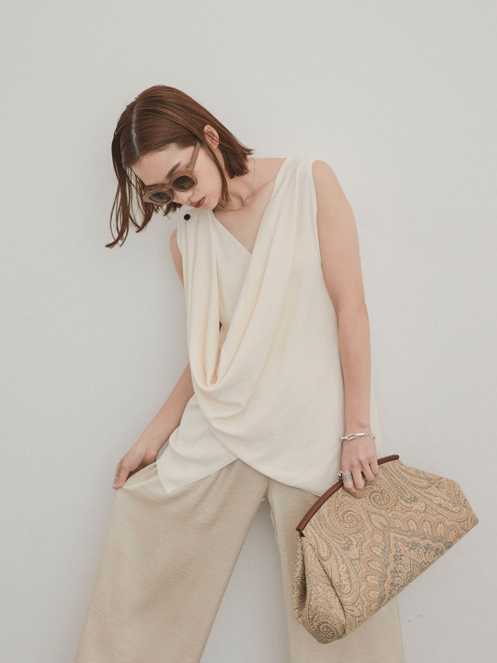 [SET]ドライタッチドレープニットプルオーバー+サテンイージーパンツ(2set)