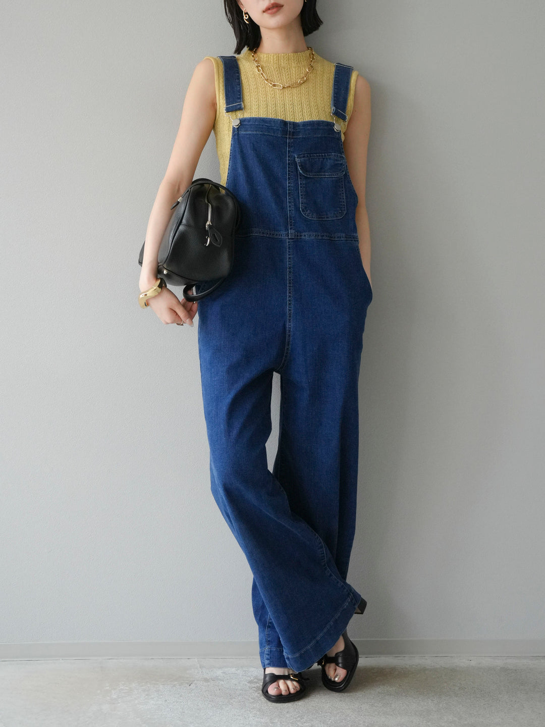 【預購】彈性牛仔寬褲/藍色