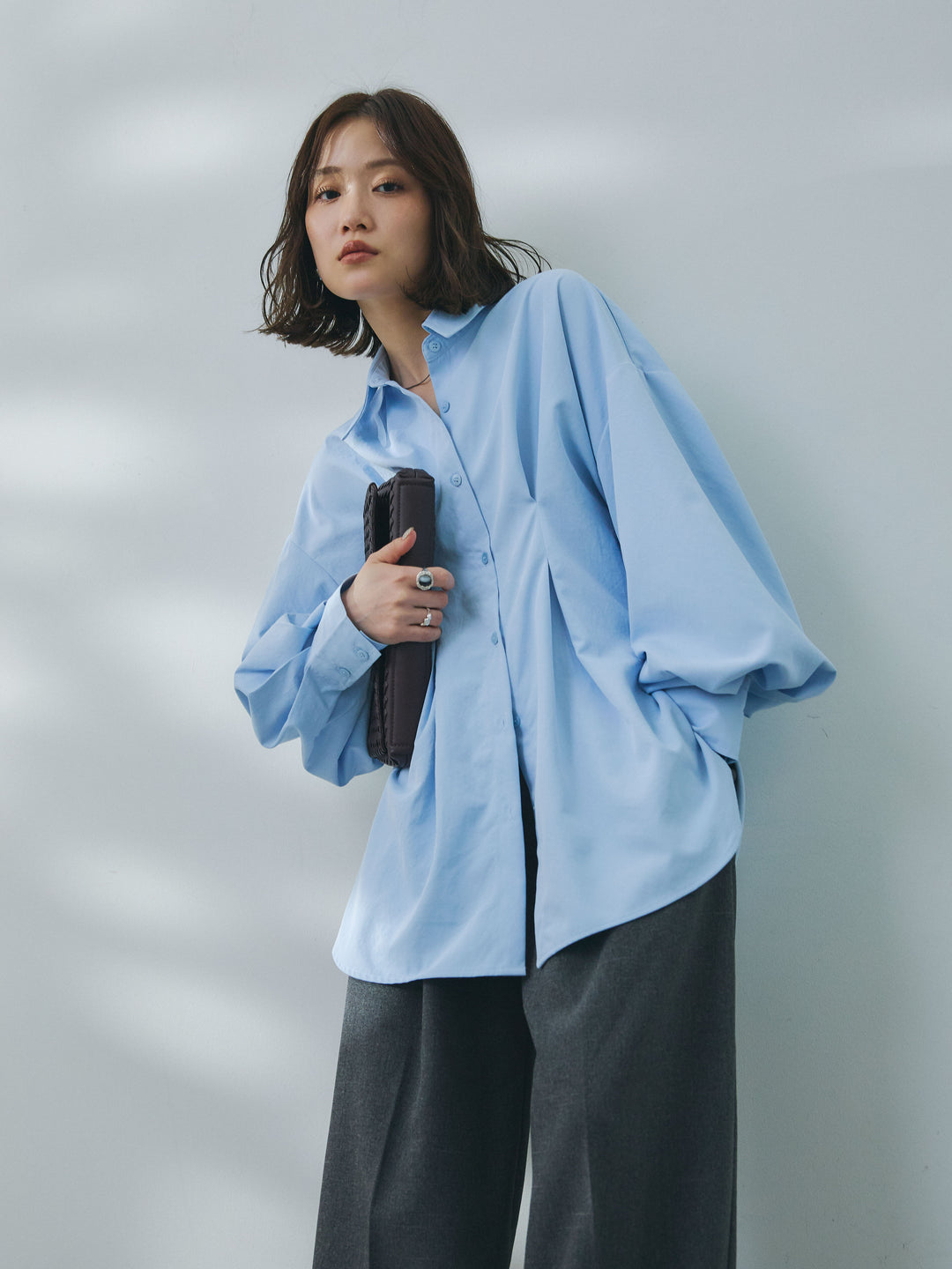 【魅力】【套裝】合成纖維束腰襯衫 + 合成纖維束腰襯衫（2 件套）