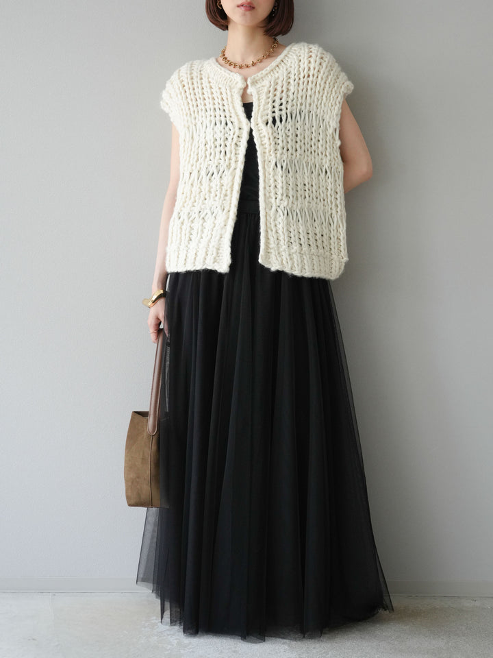 [予約]チュールボリュームスカート/ブラック