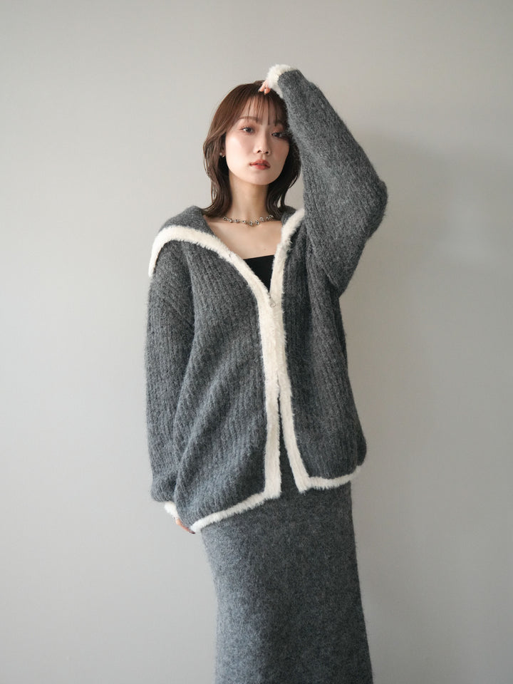 [SET]襟付き配色シャギーニット＆ロングスカートSET UP(2set)