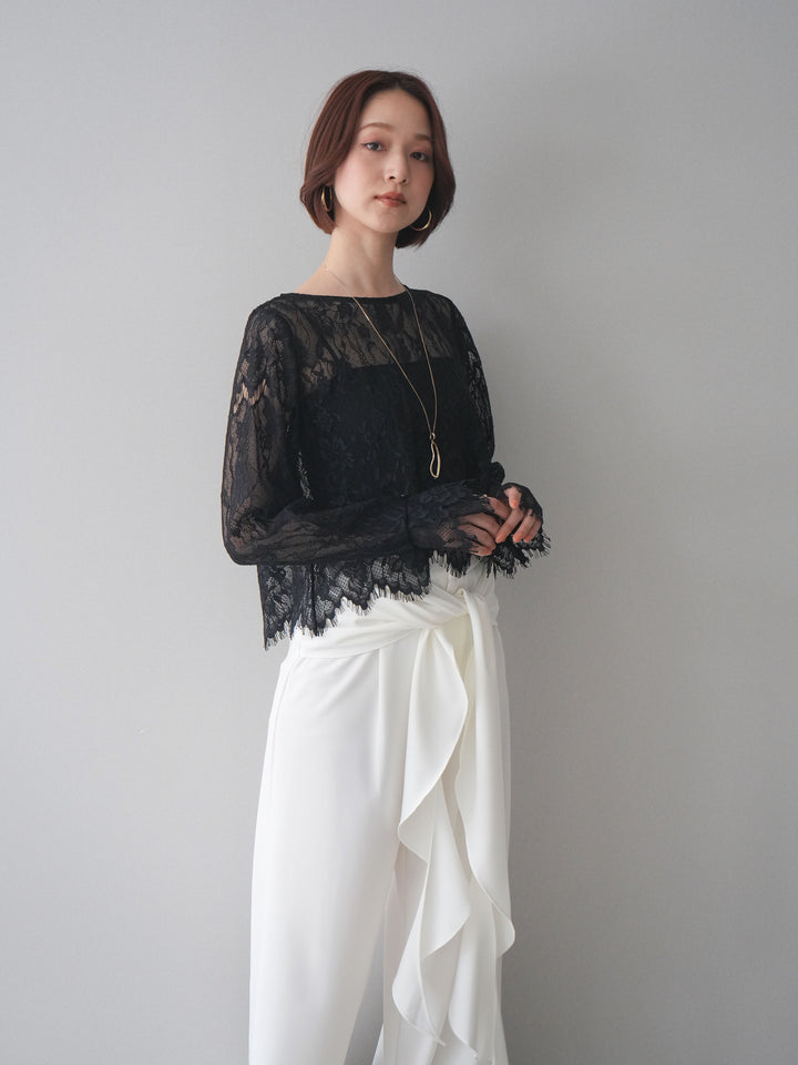 [SET]2WAYスリーブレーストップス+選べるアクセセット(2set)