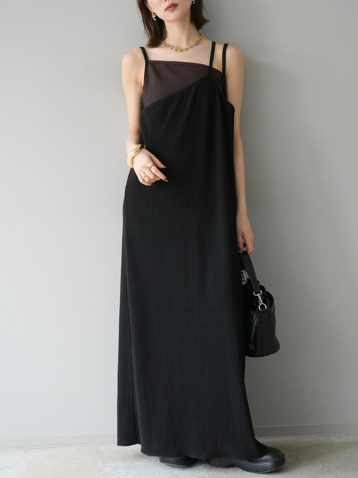 [予約]バイカラーレイヤードキャミワンピース/ブラック