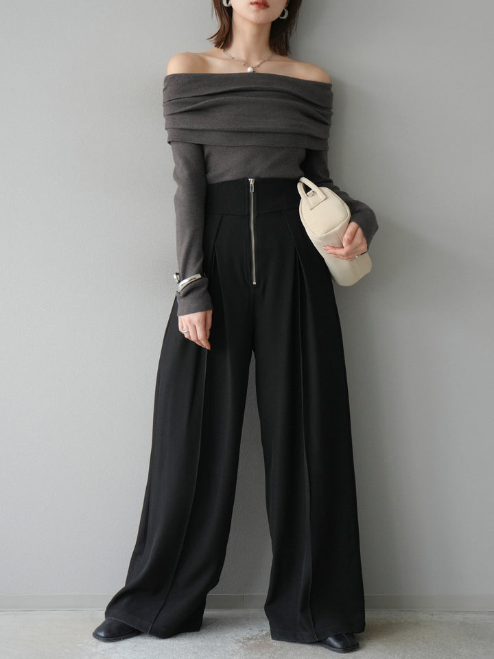 [予約]オフショルニットプルオーバー/チャコール