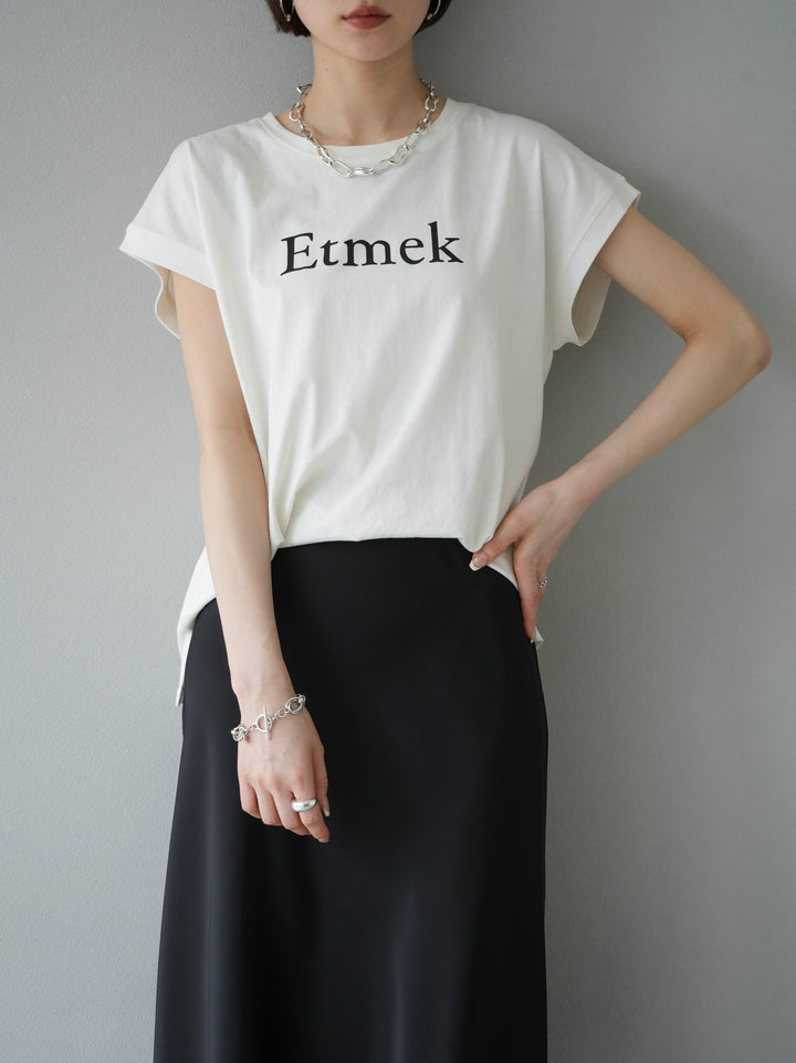 [予約]'Etmek'プリントフレンチスリーブTシャツ/ホワイト