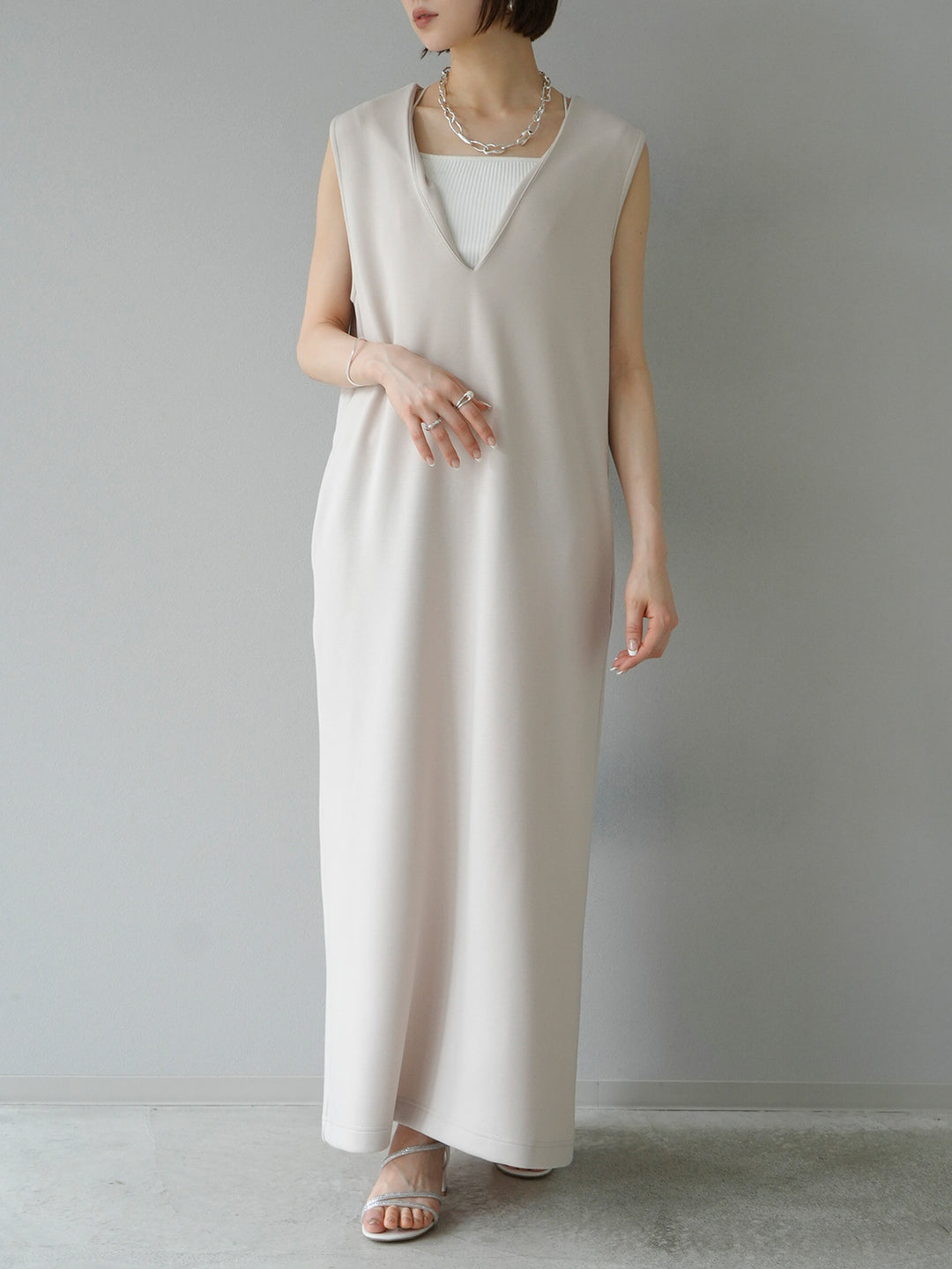 [SET] Light Ponte French Sleeve Top Ensemble Dress + Selectable Accessory Set (2 sets)