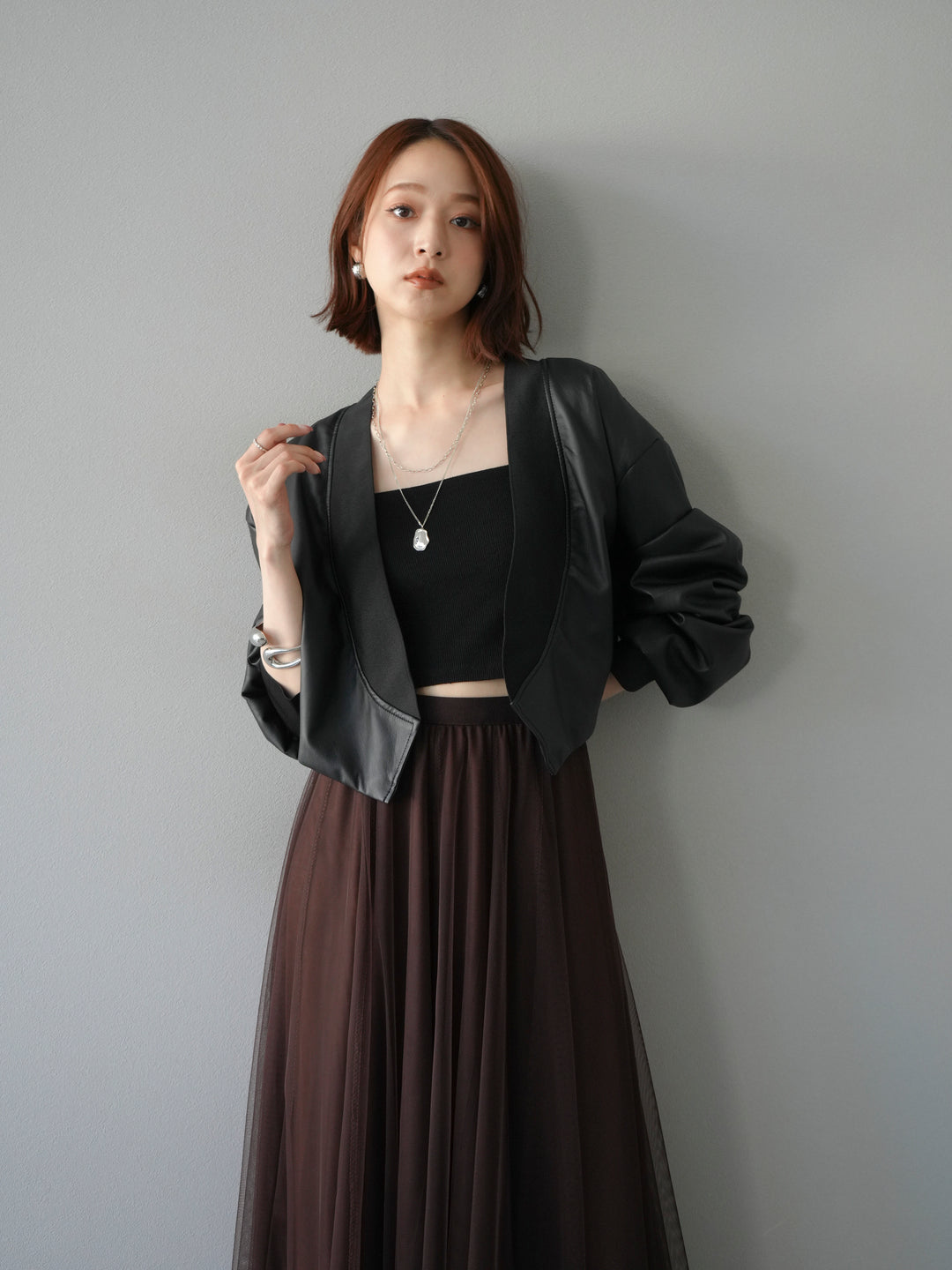 [予約]レザーバルーンボレロ/ブラック