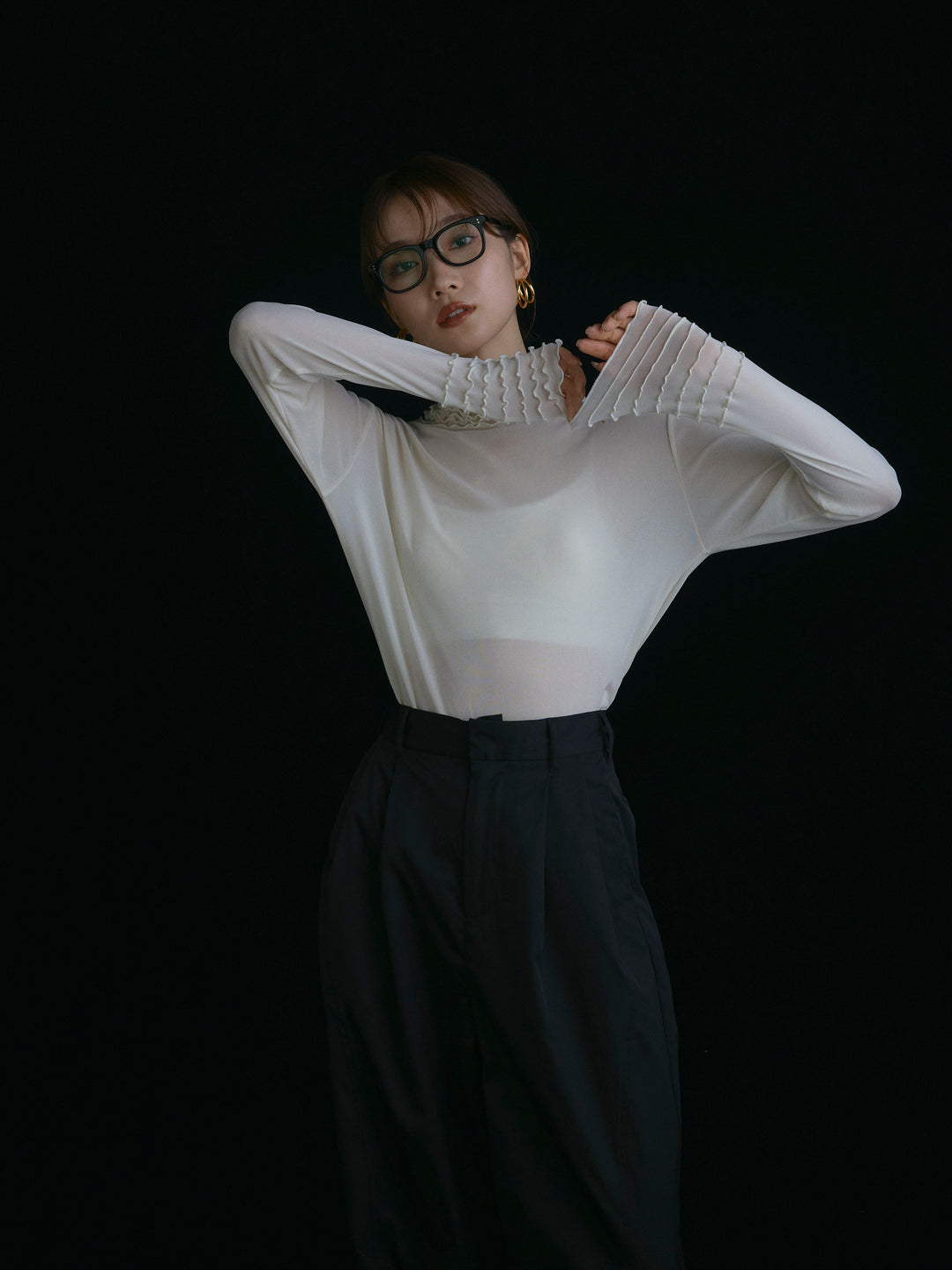 【Allure】[SET]シアーフリルメロートップス+シアーフリルメロートップス(2set)