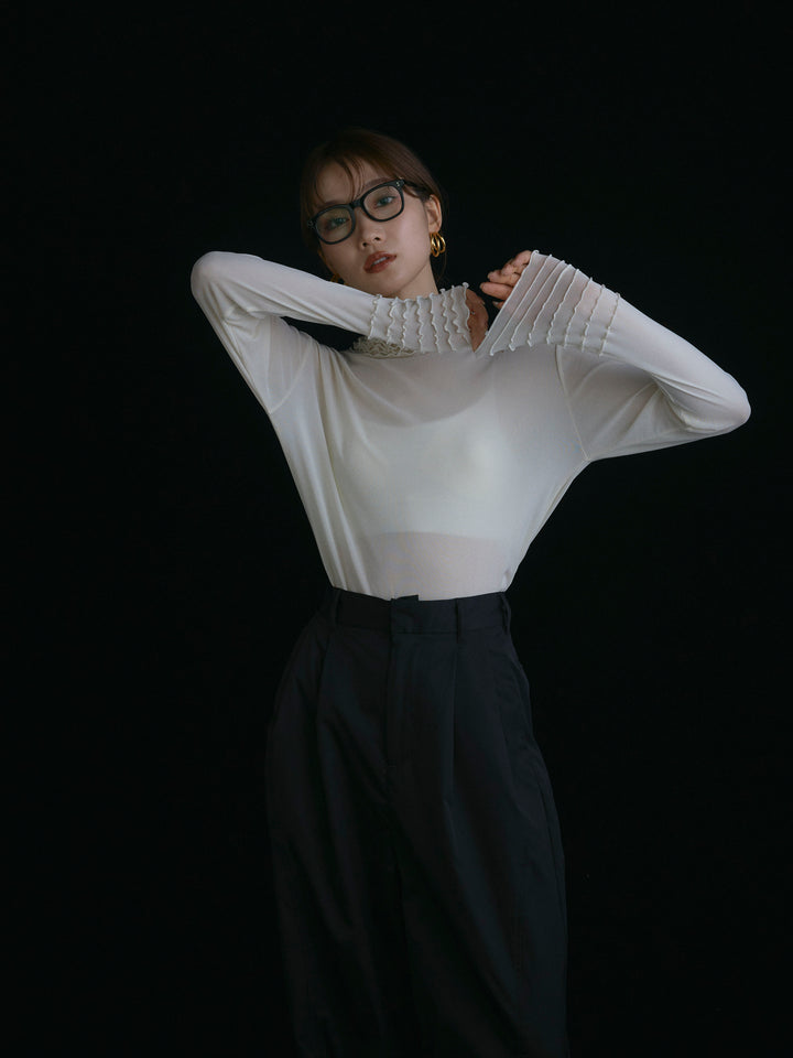 【Allure】[SET]シアーフリルメロートップス+シアーフリルメロートップス(2set)