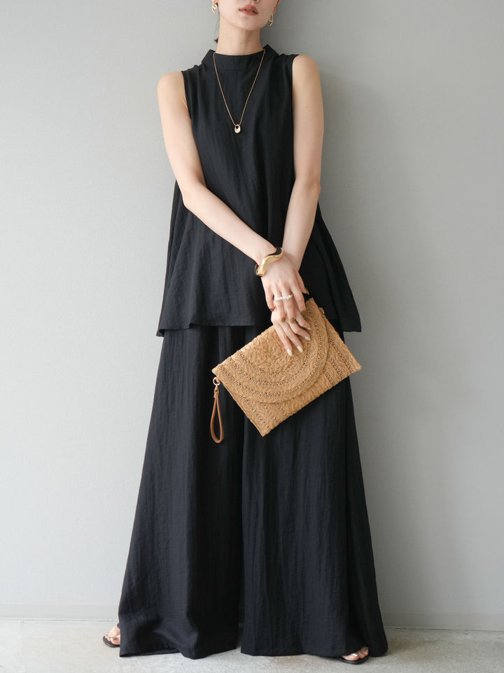 [SET]ホルターネックバックスリットブラウス＆スーパーワイドパンツSET UP(2set)