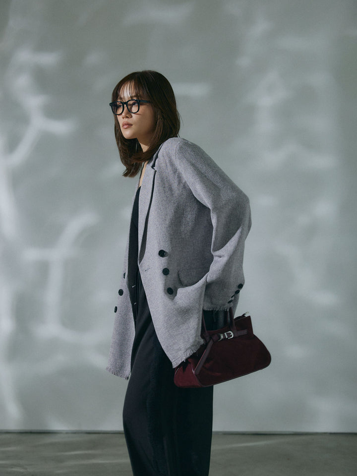 【Allure】[SET]スラブツイードフリンジテーラージャケット+スラブツイードフリンジテーラージャケット(2set)