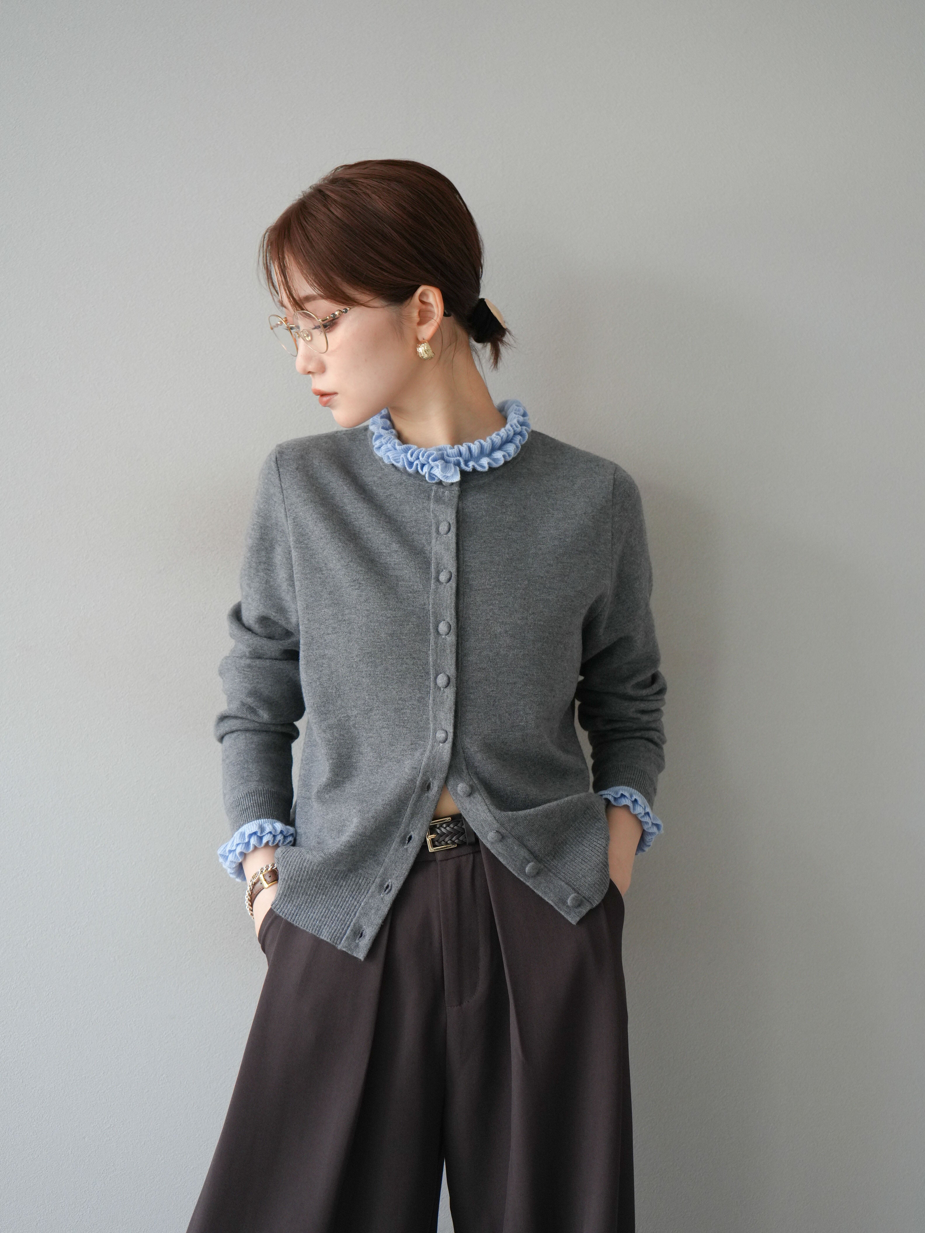 グレー フリル付きカーディガン ユナイテッドアローズ グレー フリル付きカーディガン