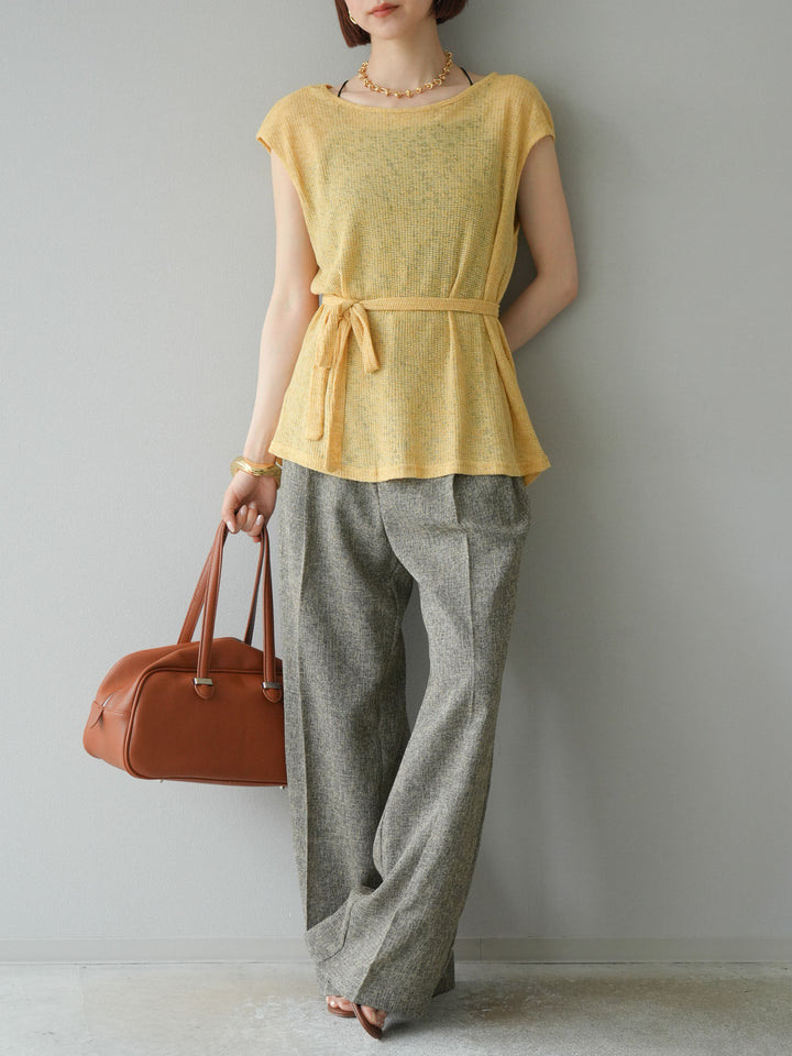 [予約]ミックスツイードタックパンツ/ブラウン