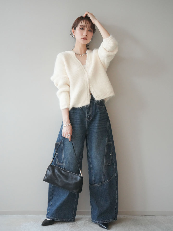 [予約]カーゴデザインコクーンデニムパンツ/navy