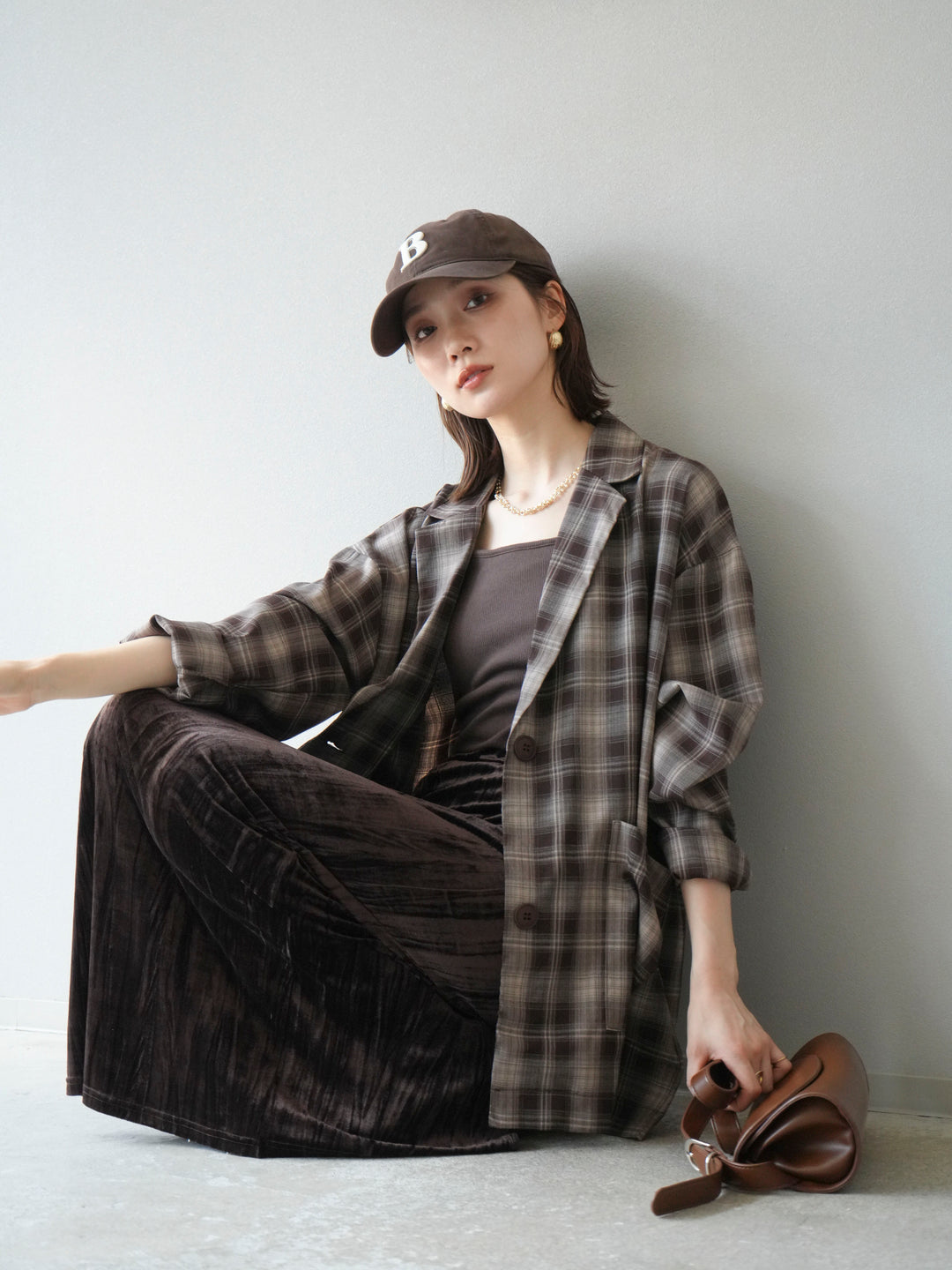 [予約]チェックシャツジャケット/ブラウン