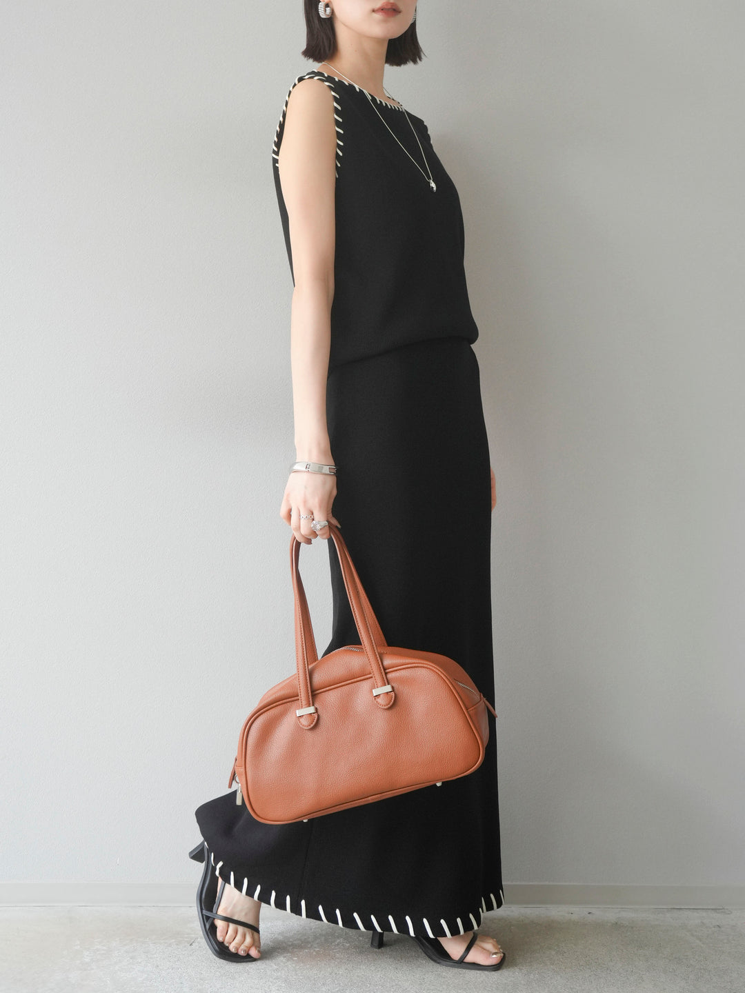 [SET] 亞麻手織套頭衫 + 亞麻手織緊身裙 (2 件套)