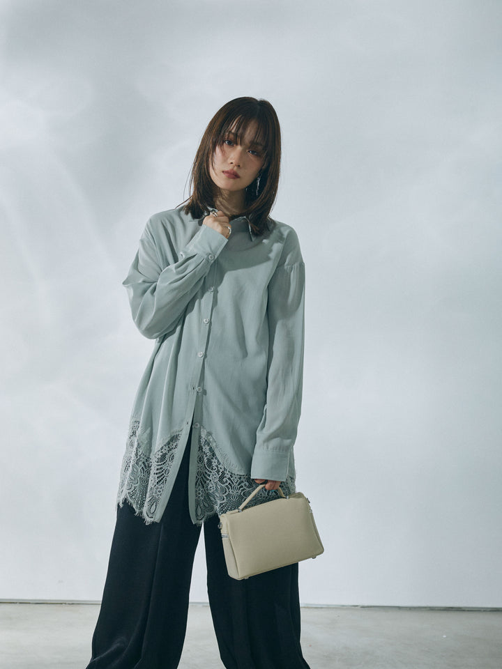 【Allure】[SET]裾レースポプリンシャツ+裾レースポプリンシャツ(2set)