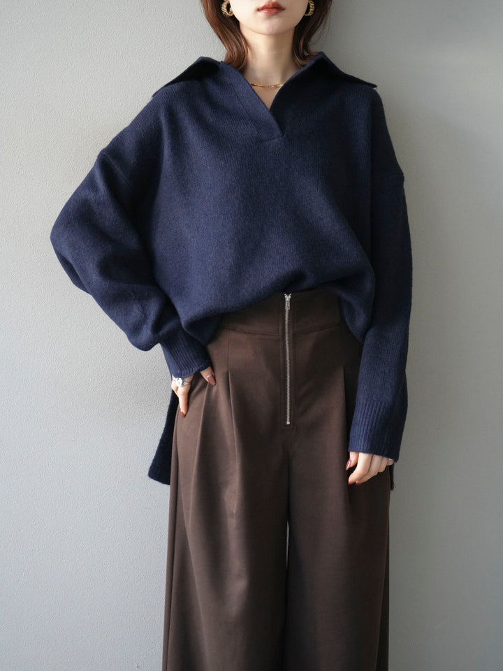 [予約]スキッパーオーバーニットプルオーバー/navy