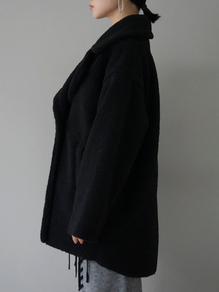 予約]フェイクムートンボアPコート/ブラック – Lumier