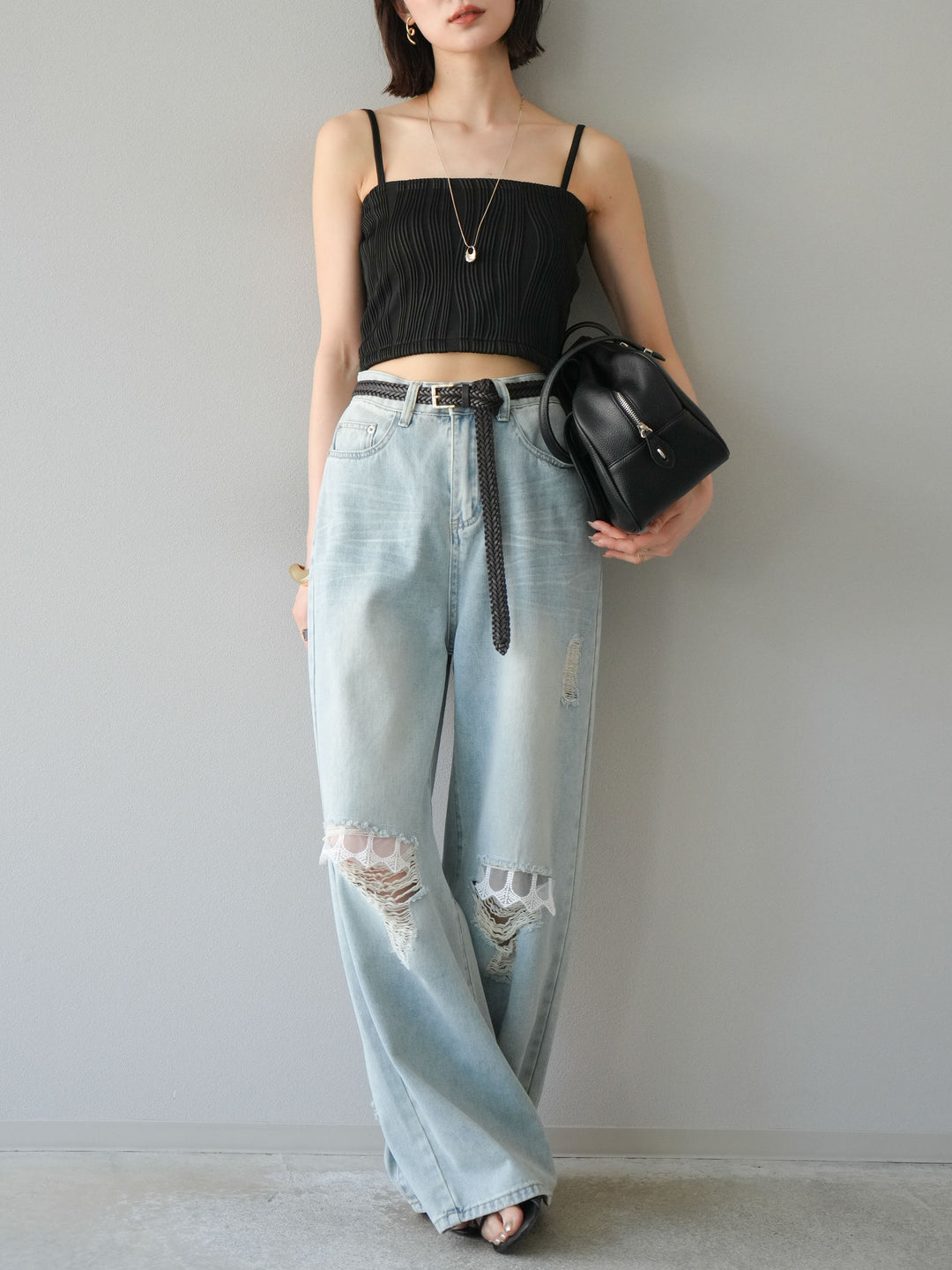 [SET]ウェーブパイピングカップ付ベアキャミソール+ウェーブパイピングカップ付ベアキャミソール(2set)