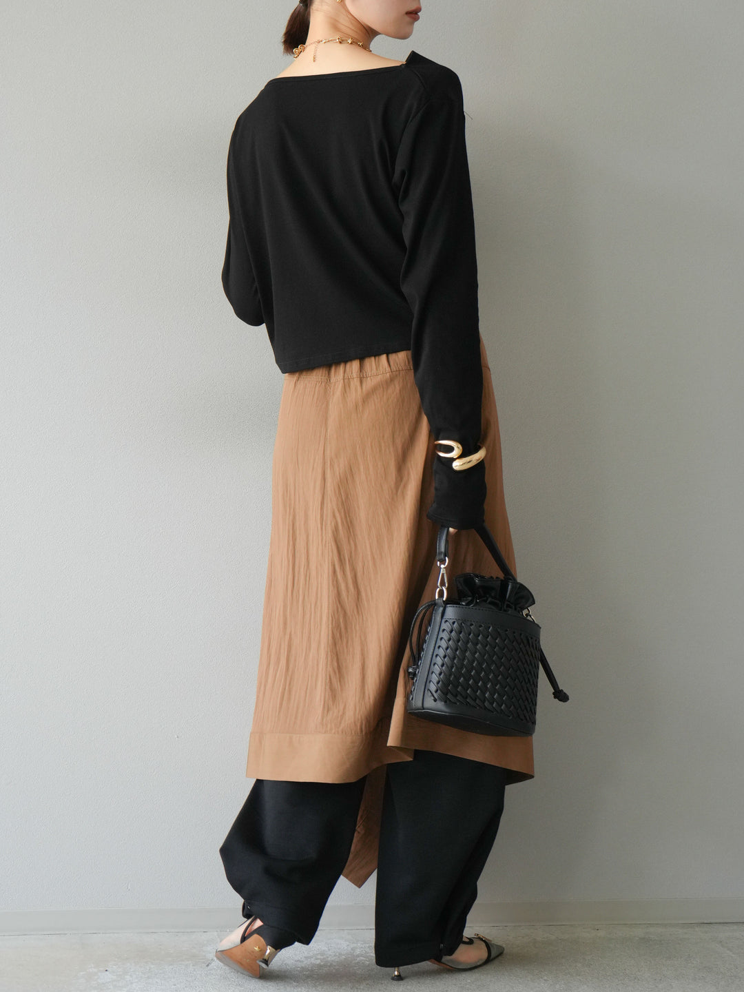 [予約]アシンメトリーレイヤードスカート/ベージュ