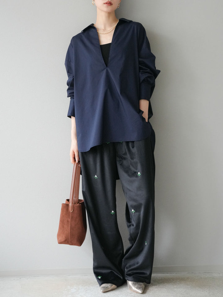 [予約]ブロードディープスキッパーブラウス/ネイビー