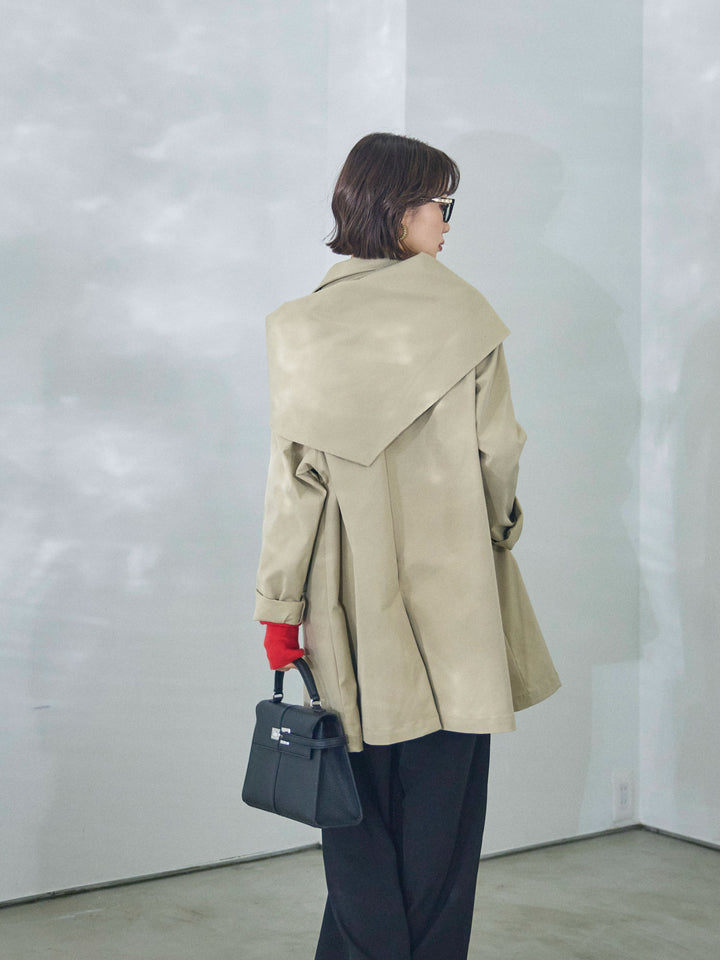 [予約]スカーフ付ステンカラーミディアムコート/beige