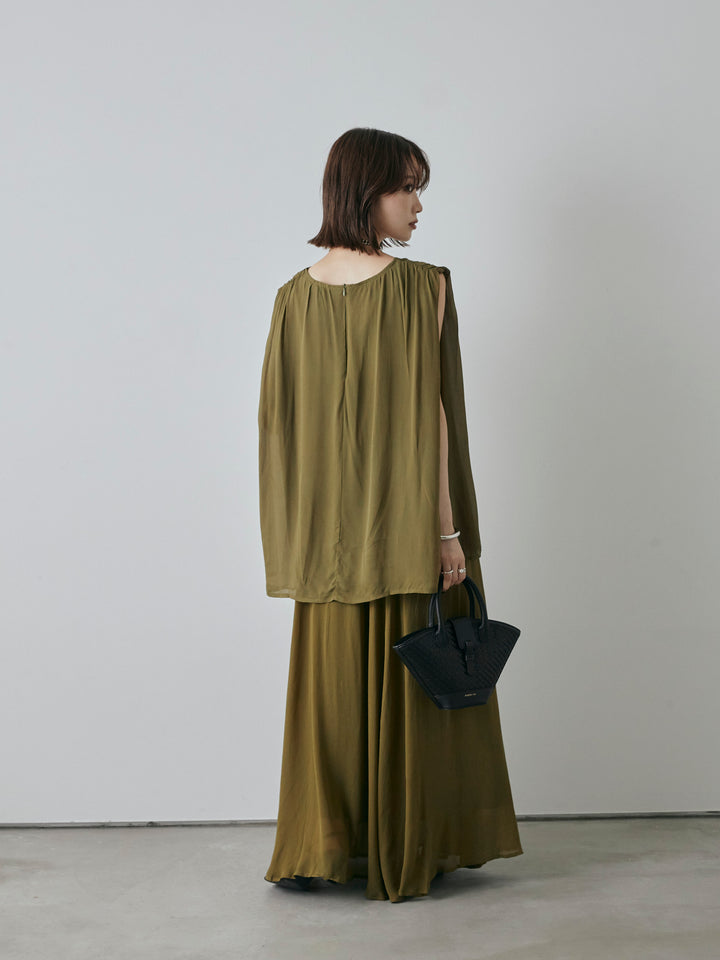 [予約]シアーフレアマキシスカート/グリーン